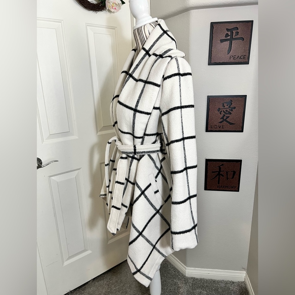 CHICWISH $130 Turn Down Shawl Collar Asymmetric Hemline Wool Blend Coat XXS - Picture 5 of 12